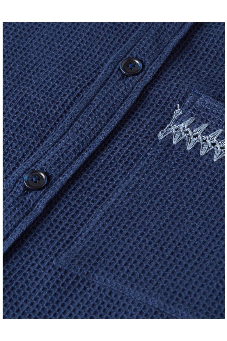 Waffle Texture Cotton Button-Up Shirt, Alternate, color, PAGEANT BLUE