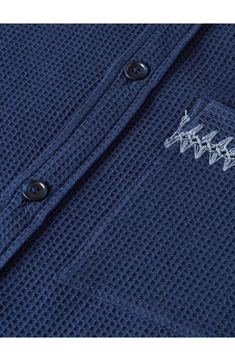 Scotch & Soda Waffle Texture Cotton Button-Up Shirt, Alternate, color, Pageant Blue