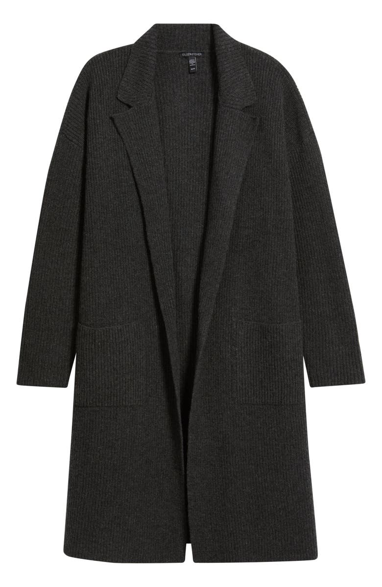 Eileen Fisher Rib Wool Coatigan, Alternate, color, Charcoal