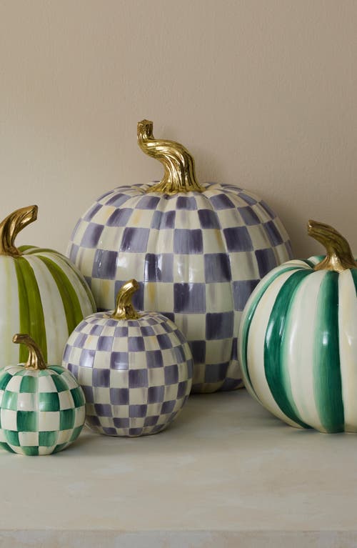 Mackenzie-childs Mackenzie Childs Violet Check Large Pumpkin Decoration In Purple