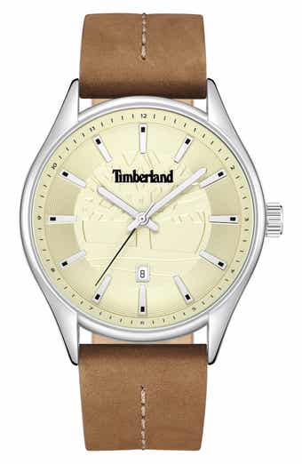 Classic Three Hand Leather Strap Watch, 42.5mm
