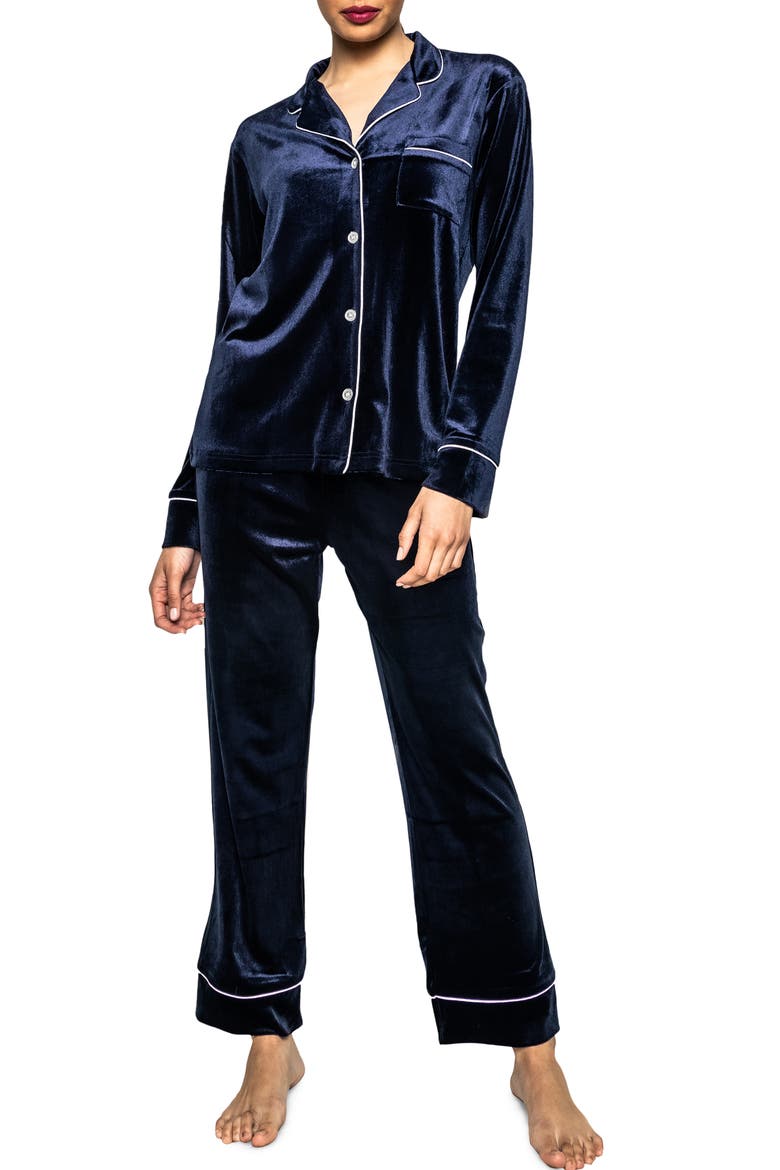 Women's Velour Pajamas, Main, color, NAVY