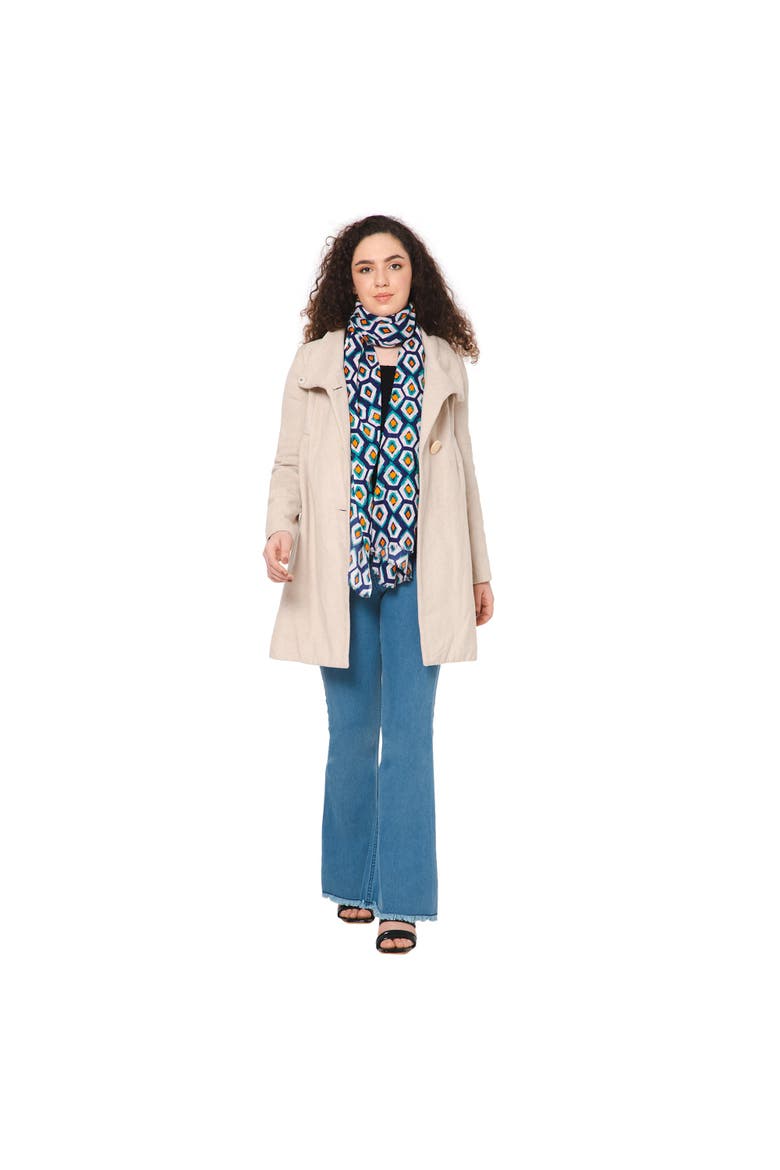 Pentagon Embroidered Scarf, Alternate, color, Navy Blue