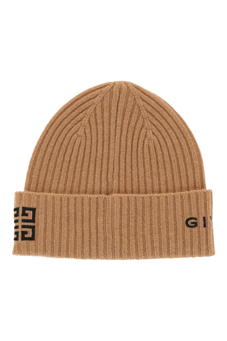 4G Logo Wool & Cashmere Beanie, Alternate, color, DESERT BLACK