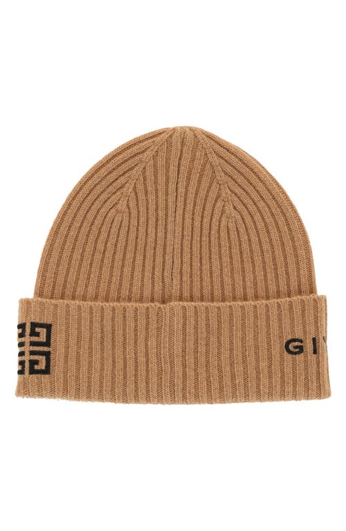 Givenchy 4g Logo Wool & Cashmere Beanie In Brown