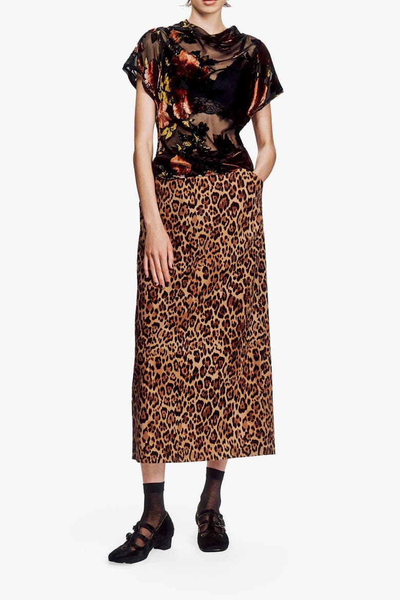 Leopard Denim Skirt, Alternate, color, HONEY MULTI