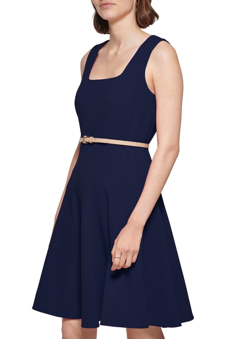 Sleeveless Scuba Crepe Dress, Alternate, color, SKY CAPTAIN