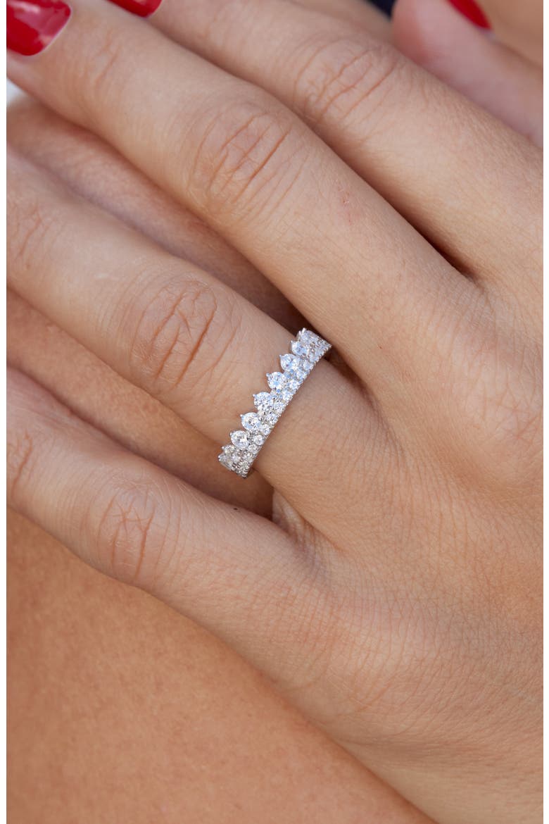 Cubic Zirconia Crown Ring, Alternate, color, WHITE