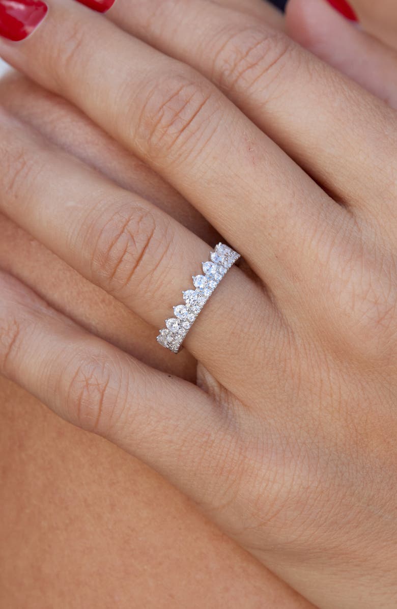 SAVVY CIE JEWELS Cubic Zirconia Crown Ring, Alternate, color, White