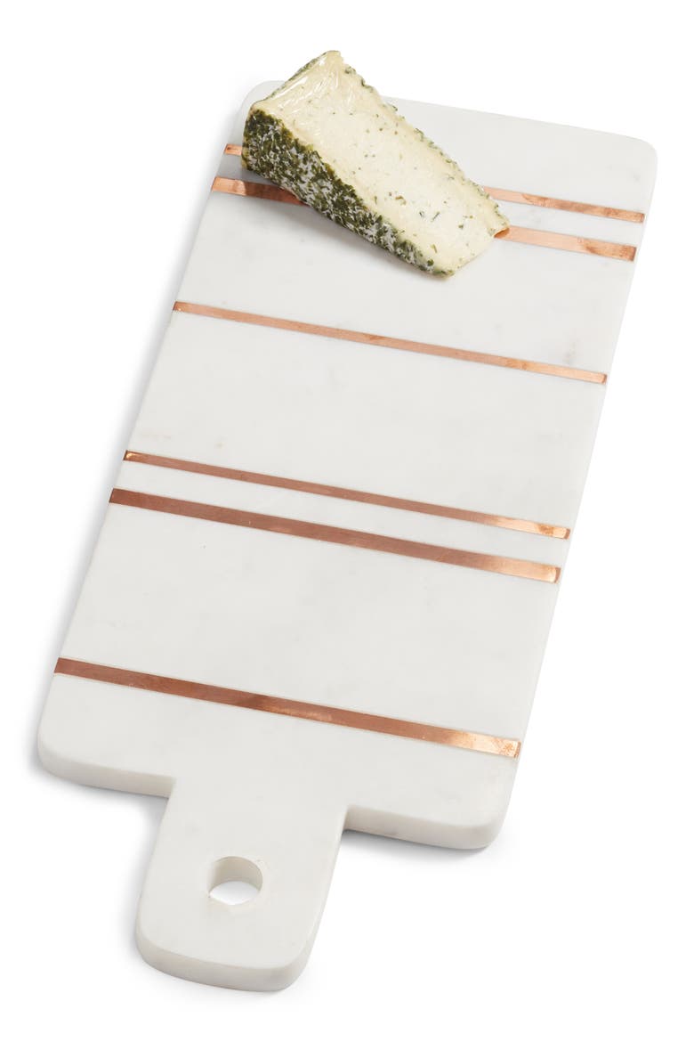 Brass Inlay Marble Cutting Board, Main, color, WHITE/ COPPER