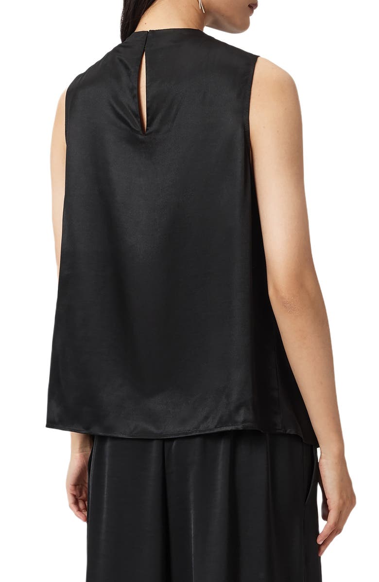 AllSaints Herela Tie Neck Sleeveless Satin Top, Alternate, color, Black