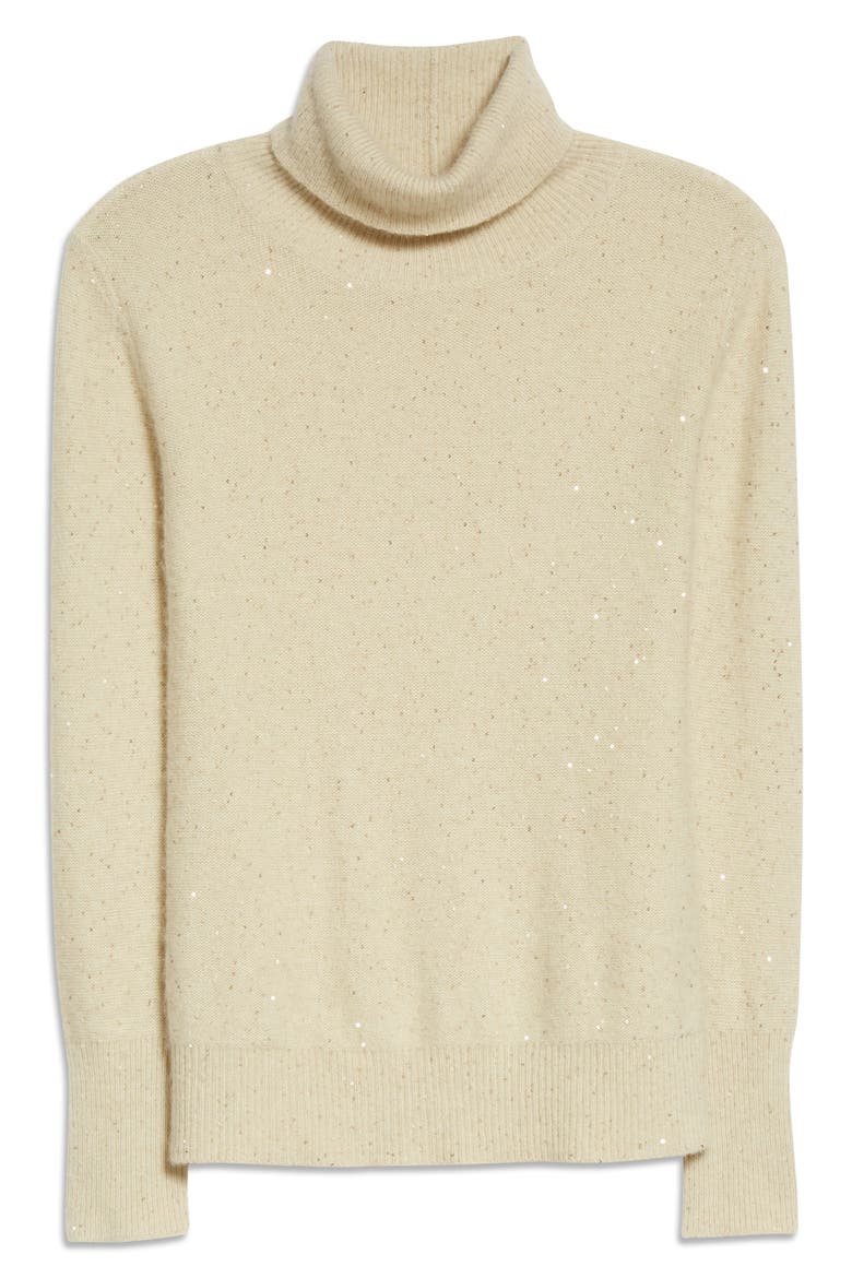 Sequin Turtleneck Sweater, Alternate, color, VANILLA