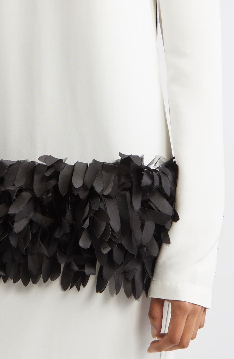 TOTEME Petal Long Sleeve Wool & Silk Dress, Alternate, color, Off-White