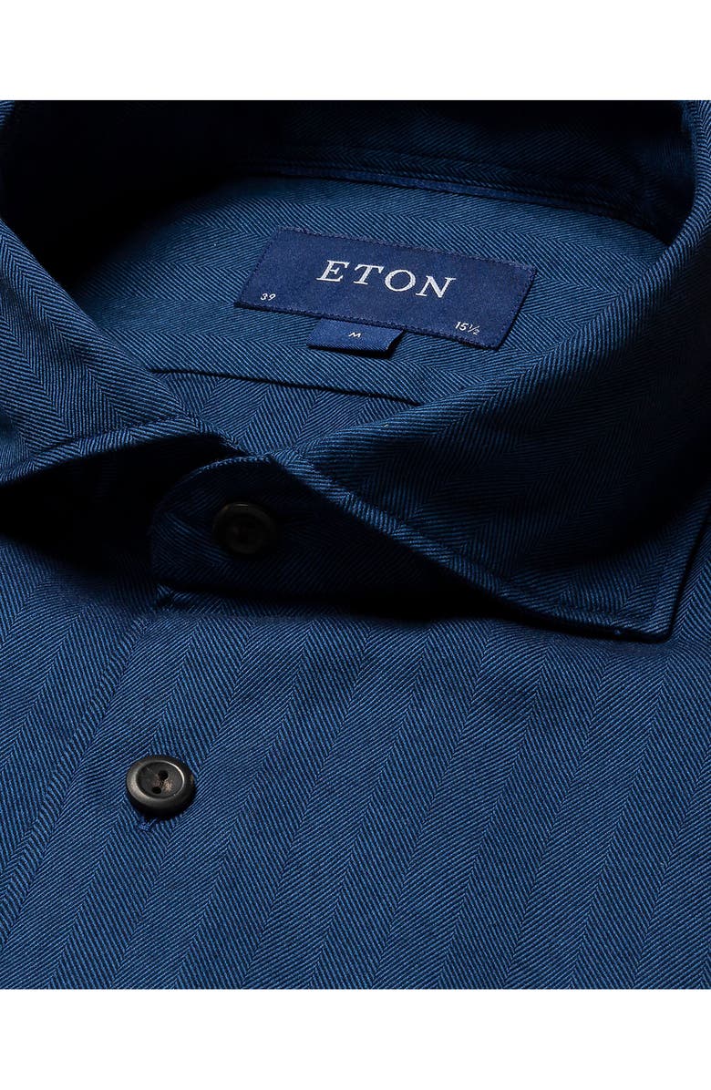 Eton Slim Fit Herringbone Cotton & Lyocell Flannel Dress Shirt, Alternate, color,