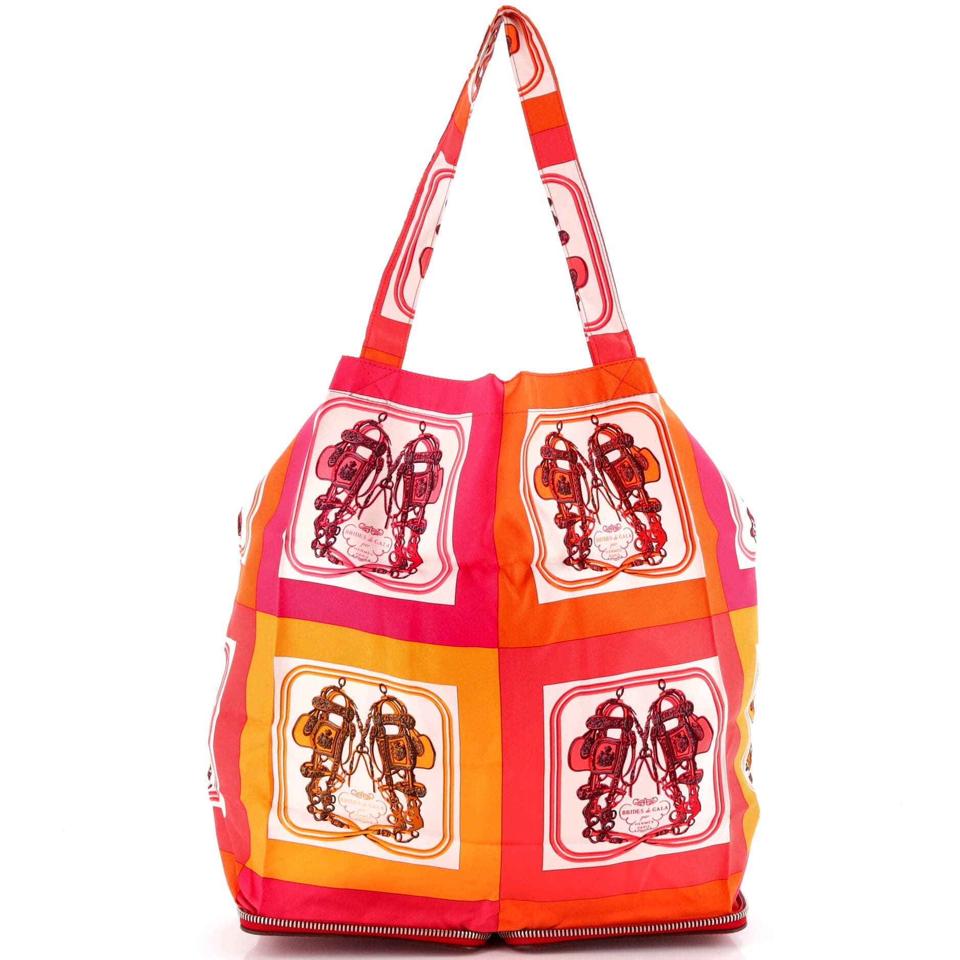Pre-Owned Hermes Silky Pop Tote Printed Silk, Alternate, color, Rouge Vif