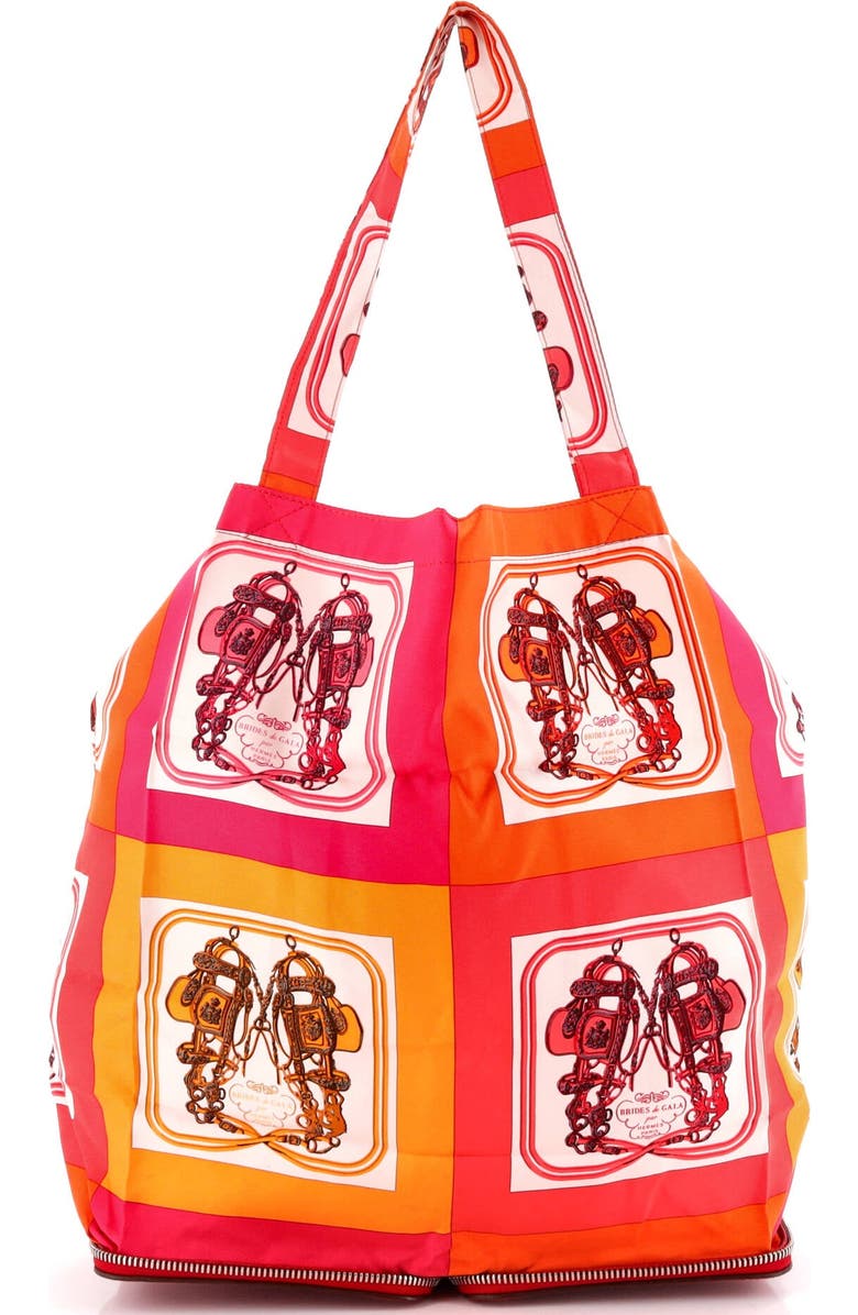 Pre-Owned Hermes Silky Pop Tote Printed Silk, Alternate, color, Rouge Vif