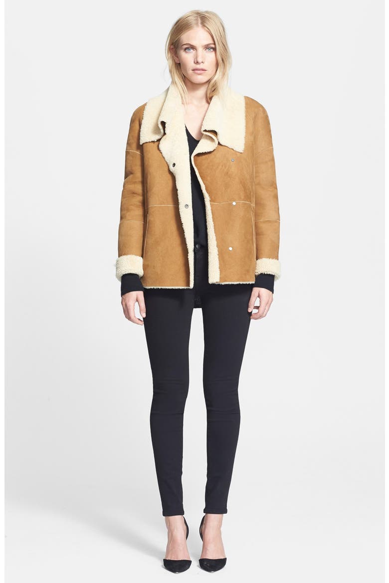 Bi-Tone Genuine Shearling Jacket, Alternate, color, CAMEL/ CAMEL