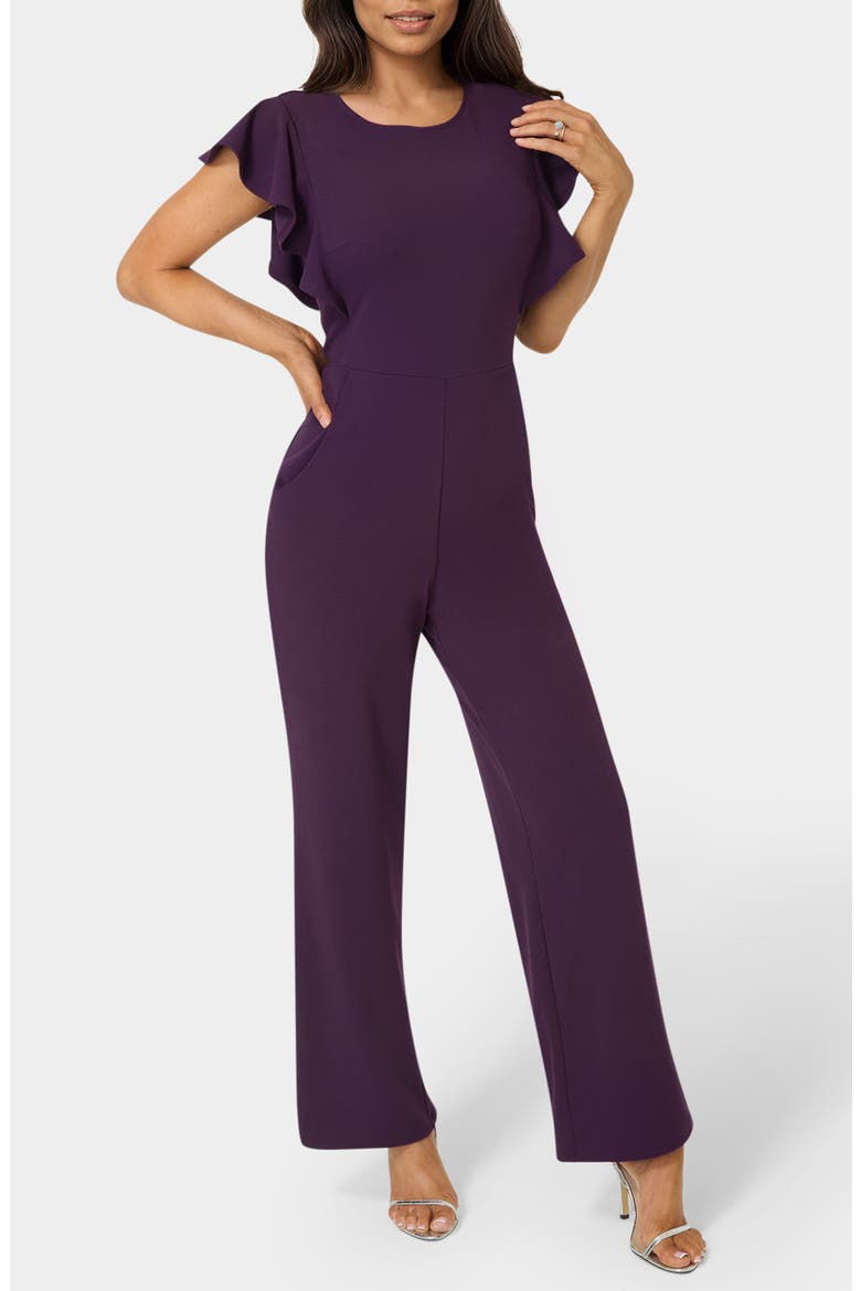 Ruffle Scuba Jumpsuit, Main, color, EGGPLANT