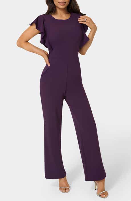 bebe Ruffle Scuba Jumpsuit