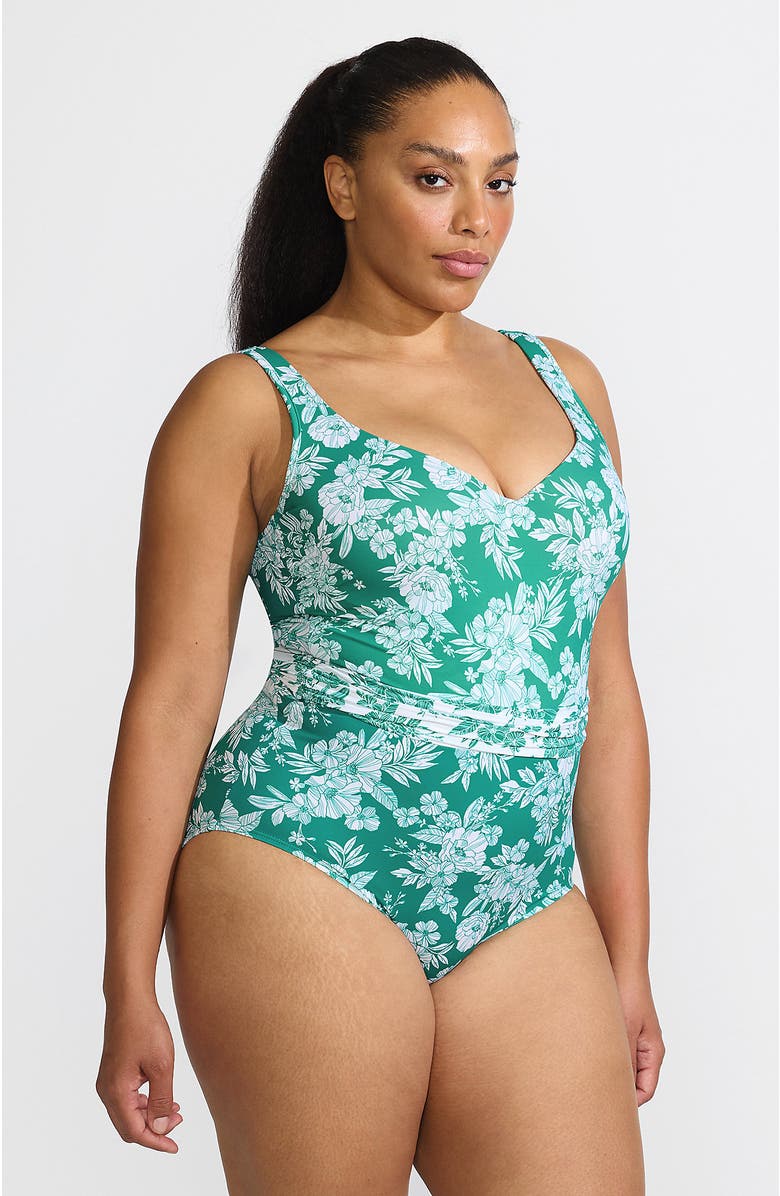 Lands' End Slender Suit Belted Sweetheart One Piece, Main, color, 