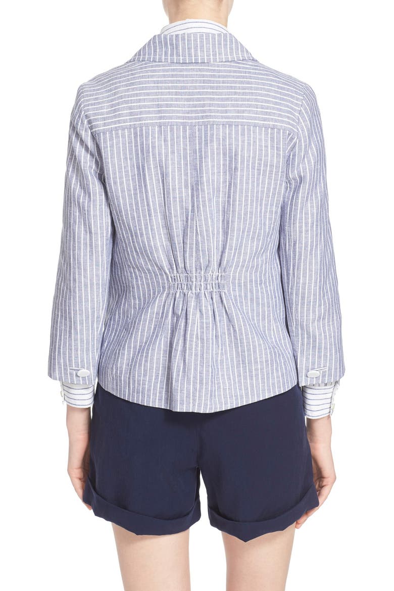 stripe linen & cotton jacket, Alternate, color, DENIM