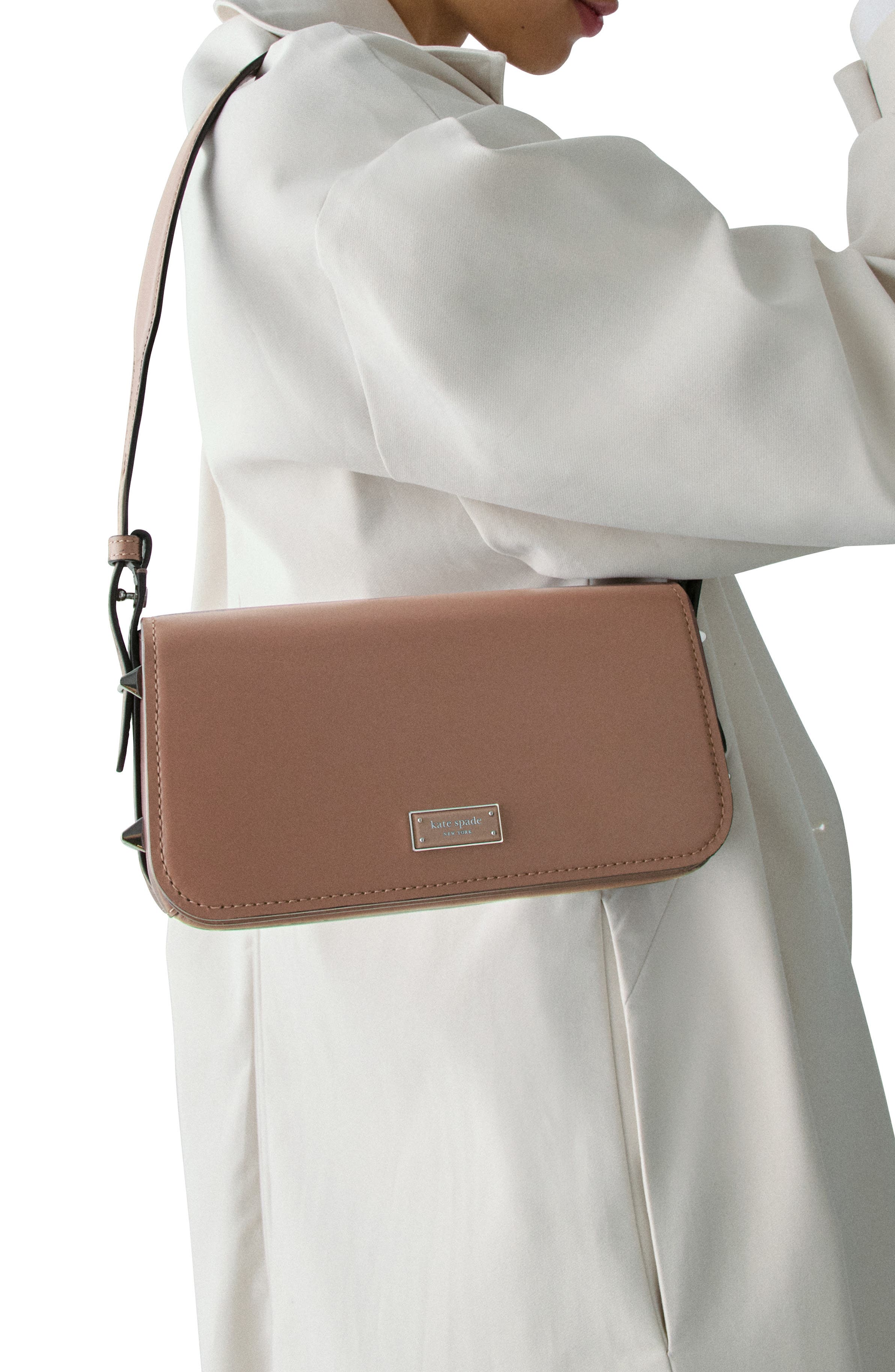 small liv leather east/west shoulder bag, Alternate, color, WARM ACORN
