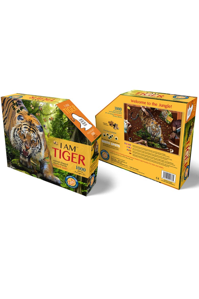 I Am Tiger 1000 Piece Animal Shaped Jigsaw Puzzle, Alternate, color, Multicolored