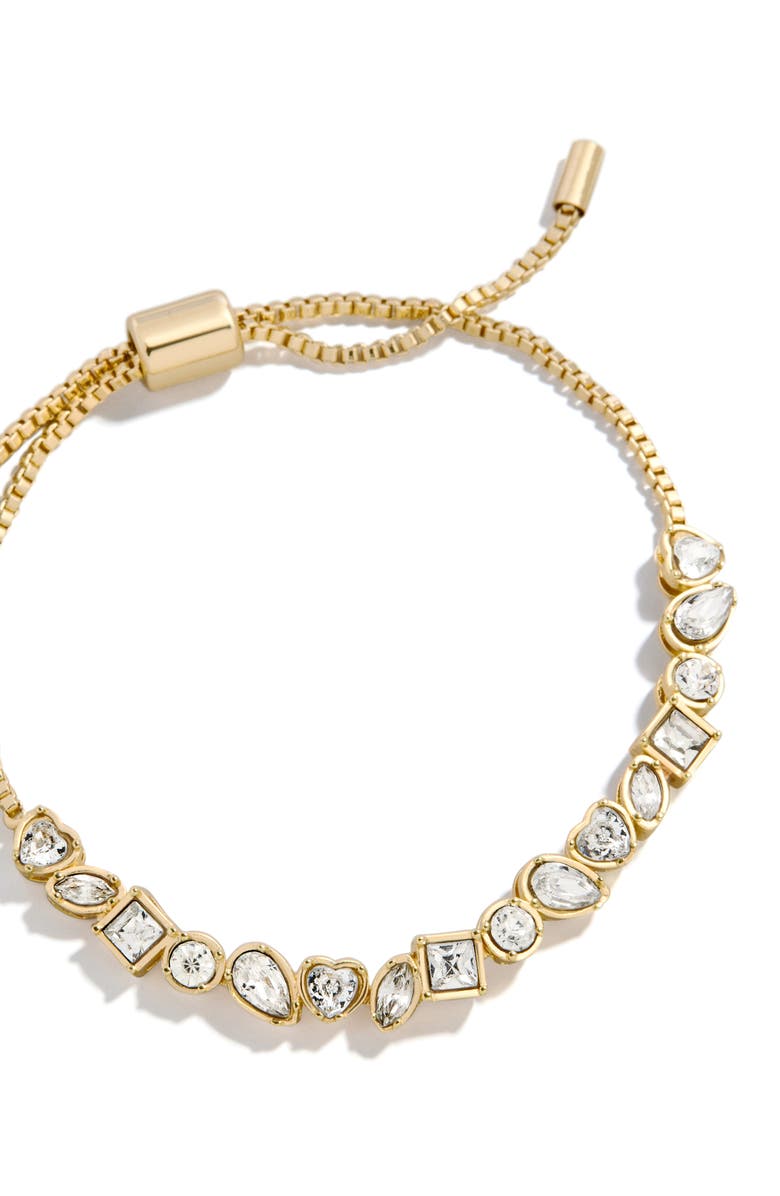 BaubleBar Mix Crystal Slider Bracelet, Alternate, color, Brass/ Clear