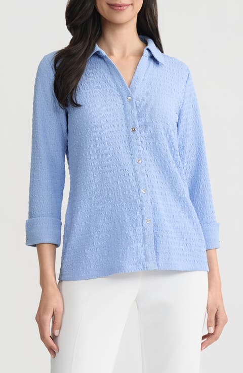 Ridge Knit Button-Up Shirt