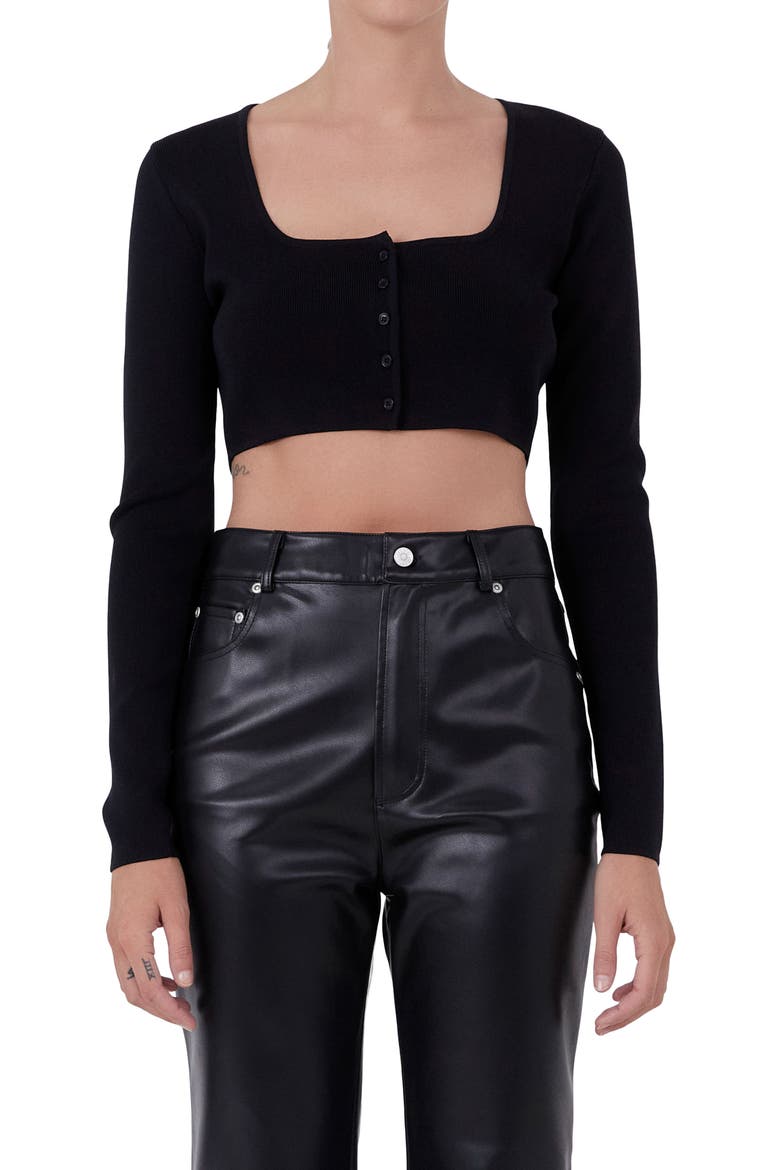 Rib Crop Top, Alternate, color, BLACK