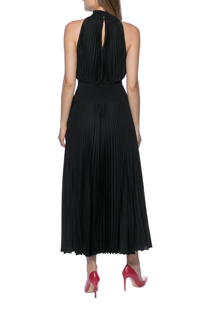 Oleg Cassini Pleated Sleeveless Midi Dress, Alternate, color, Black