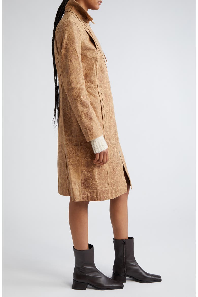 Ginevra Lambskin Leather Coat, Alternate, color, BEIGE