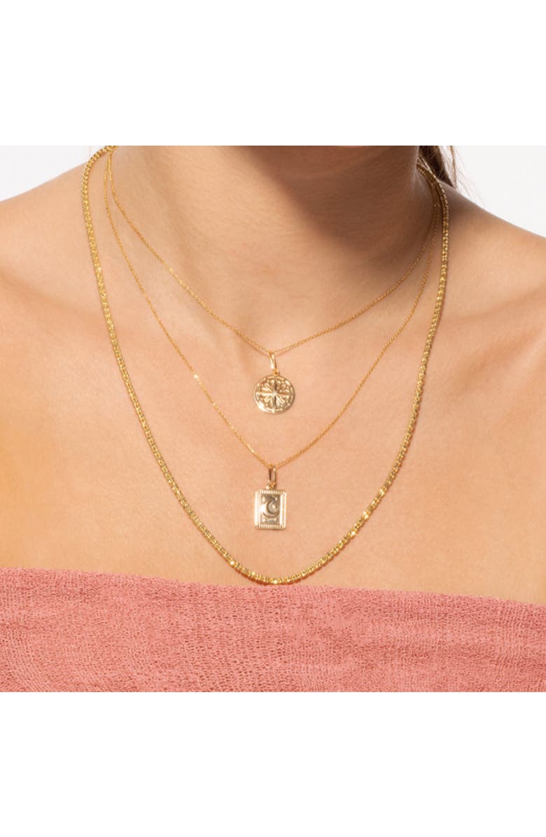 The Lovery Fine Jewelry Gold Moon Tag Necklace, Alternate, color, Yellow Gold