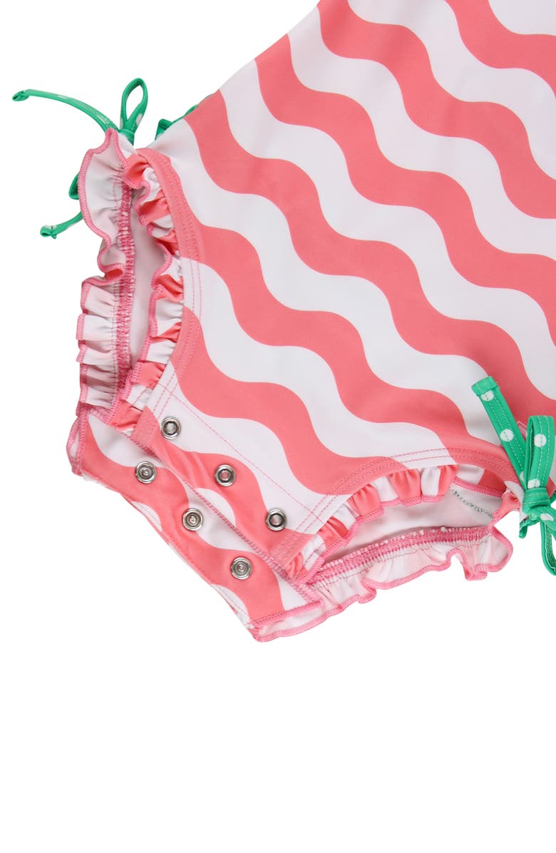 RuffleButts Kids' Bubblegum Long Sleeve One-Piece Rashguard Swimsuit, Alternate, color, Pink