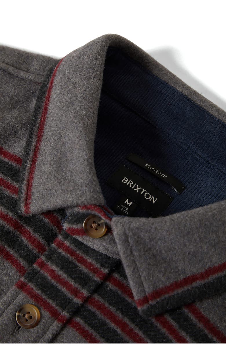 Brixton Altered Threads Stripe Fleece Button-Up Overshirt, Alternate, color, Multi Blanket Stripe