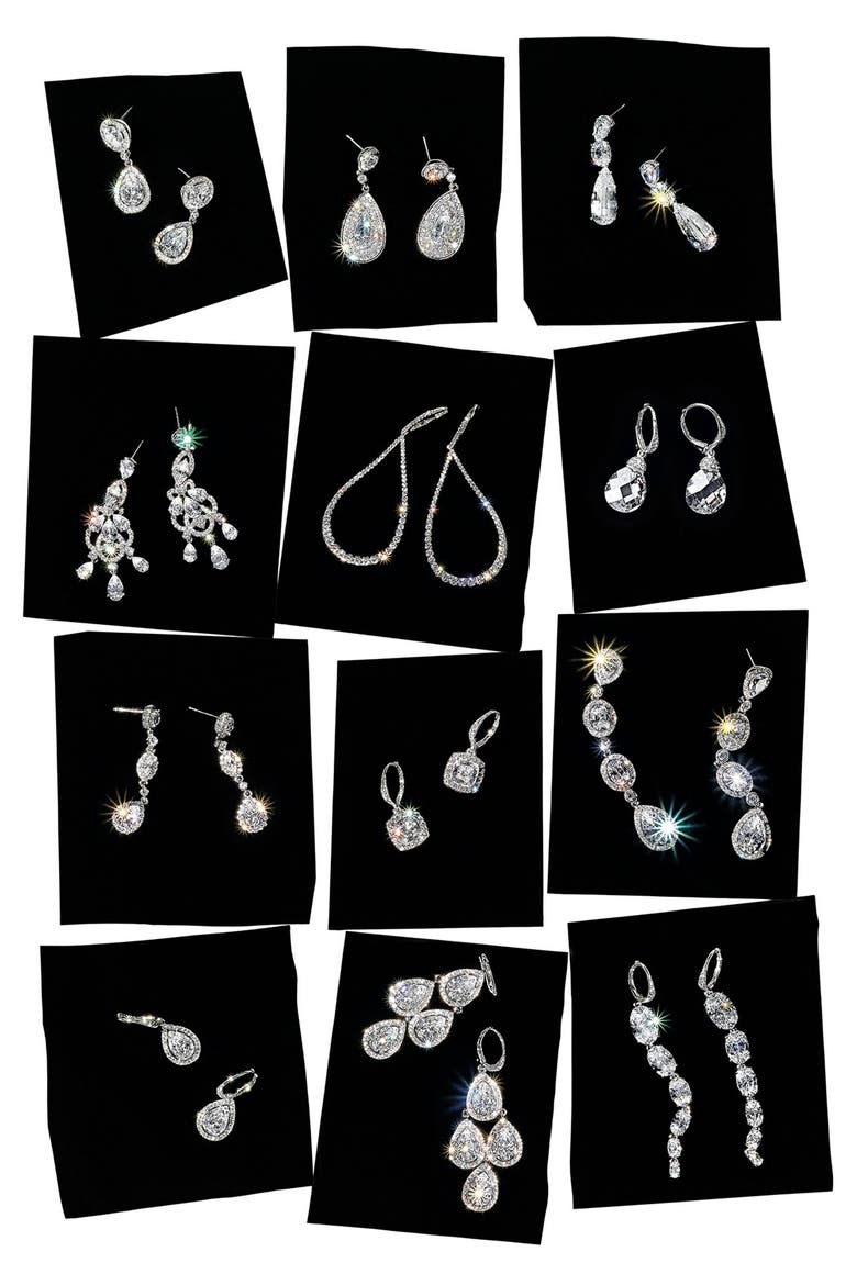 Pear Drop Earrings, Alternate, color, GOLD/ CLEAR