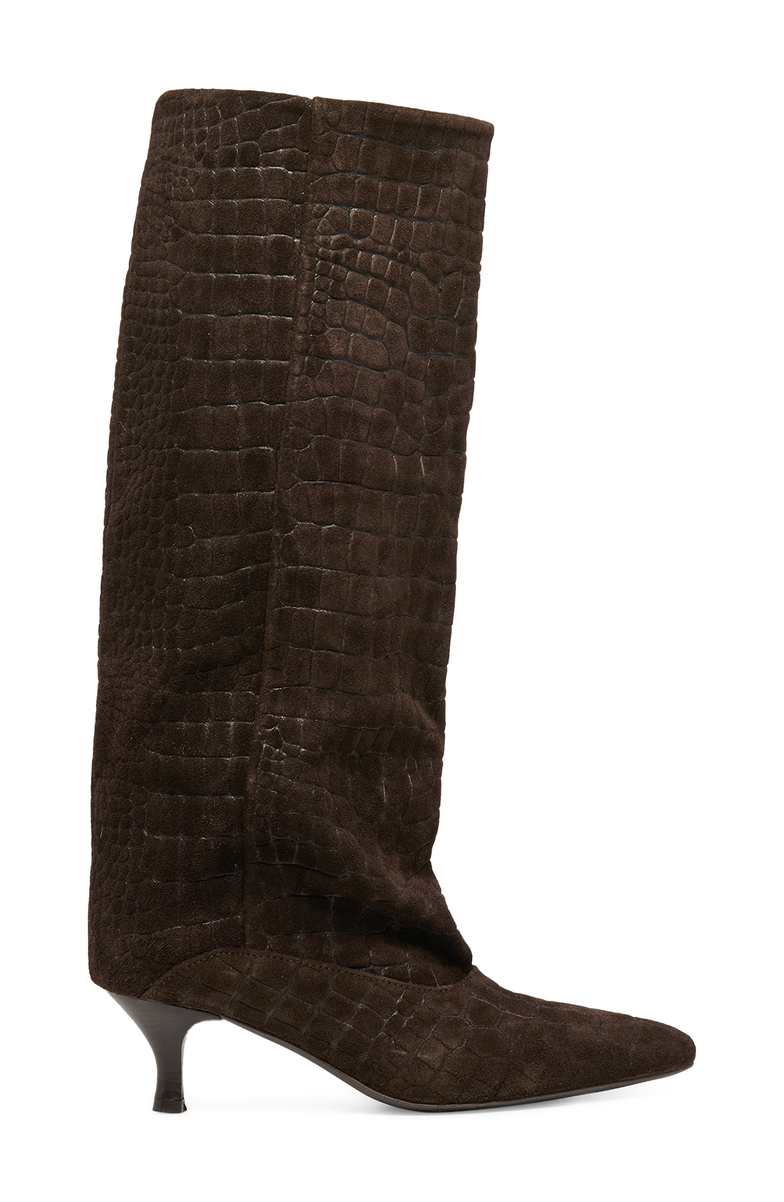 Dolce Vita Roxla Croc Embossed Leather Knee High Boot (Women) | Nordstrom