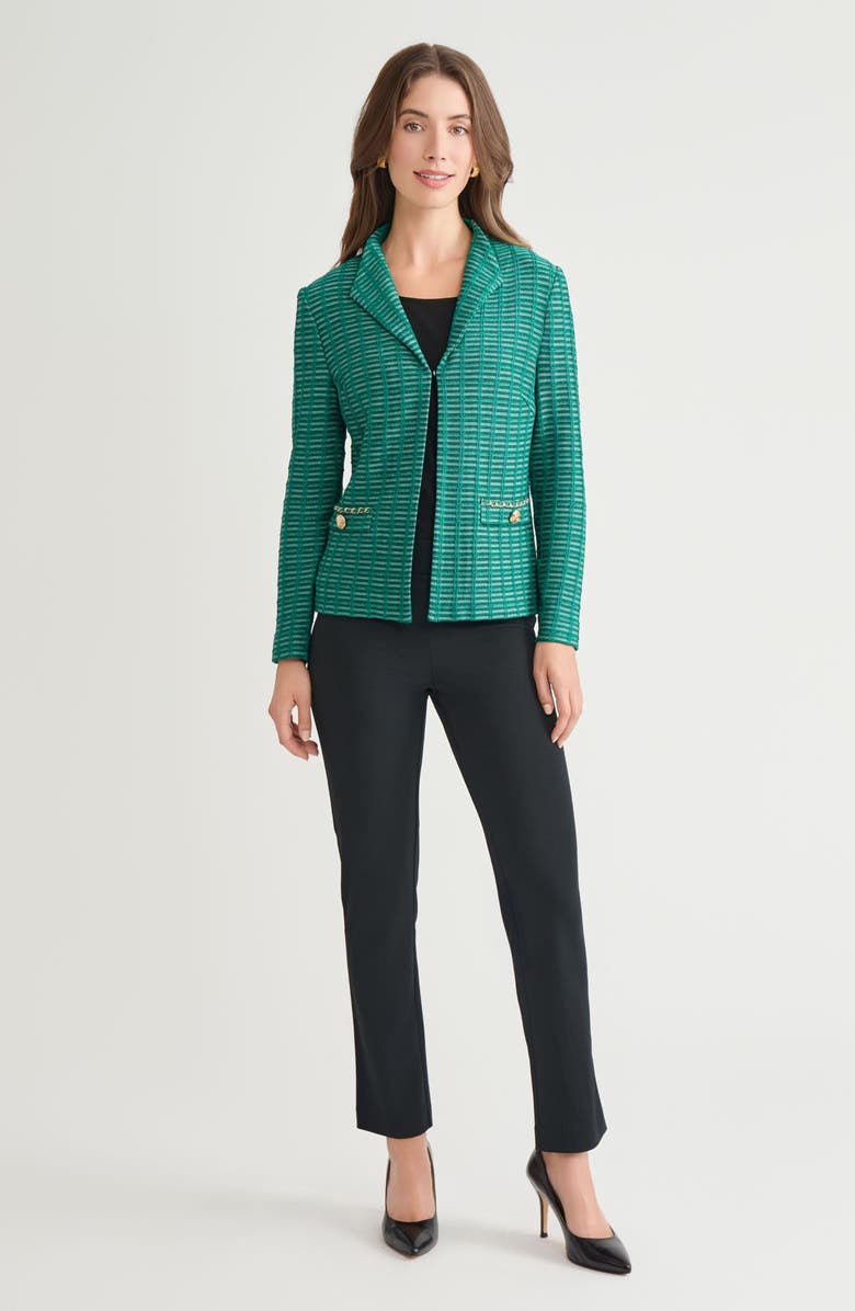 Ming Wang Heritage Chain Trim Ottoman Knit Jacket, Alternate, color, Everest/Black/Ivory