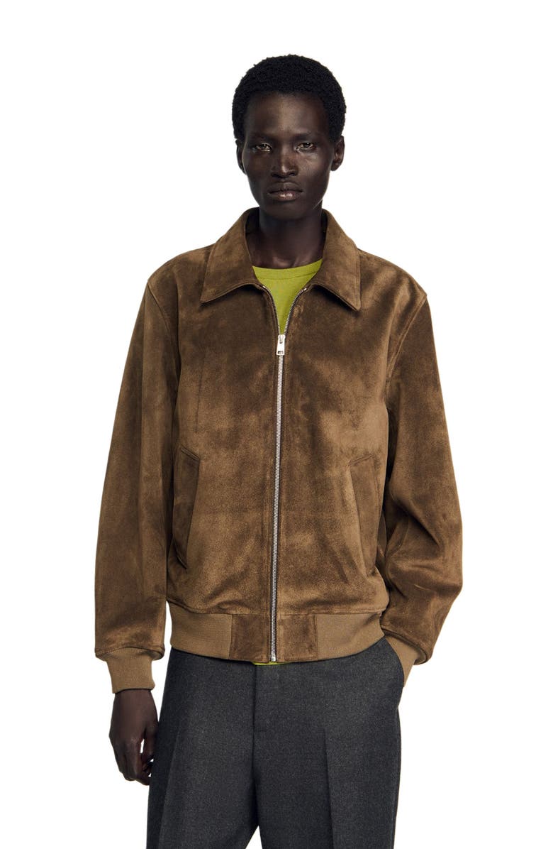 SANDRO Quilted zip jacket, Alternate, color, Caramel