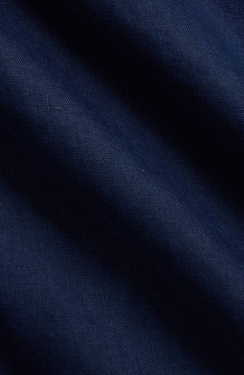 Polo Ralph Lauren Classic Fit Linen Camp Shirt Man Shirt Navy Blue Size L Linen In Newport Navy