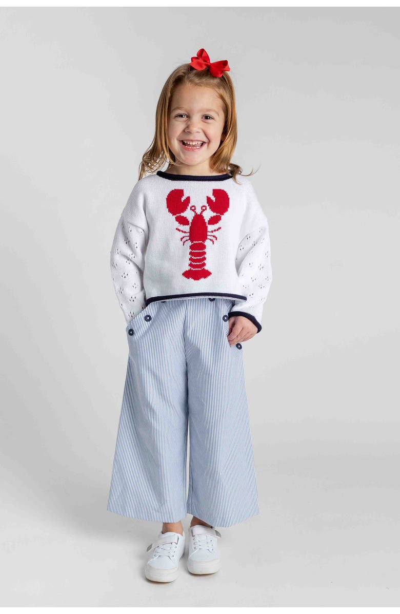 Florence Eiseman Stripe Button Front Pants, Alternate, color, Blue Seersucker