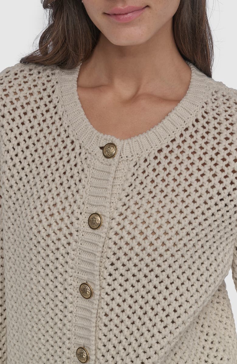 DKNY Jeans Open Stitch Cotton Blend Cardigan, Alternate, color, 