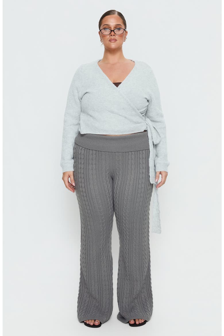 Baleigh Cable Stitch Foldover Pants, Alternate, color, GREY