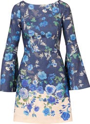 Adrianna Papell Floral Long Sleeve Fit & Flare Minidress