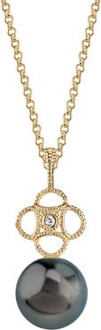 The Pearl Source Tahitian South Sea Pearl & Diamond Lacy Pendant