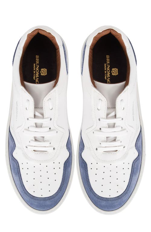 Bruno Magli Dezi Leather Sneaker In White/blue Suede