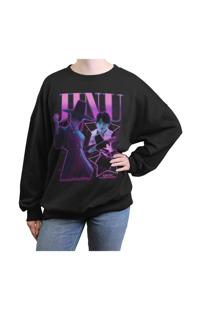 KPop Demon Hunters Junior's KPop Demon Hunters Jinu Saja Collage Stars  Sweatshirt, Main, color, Black