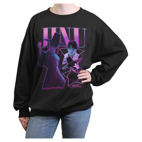 Junior's KPop Demon Hunters Jinu Saja Collage Stars  Sweatshirt