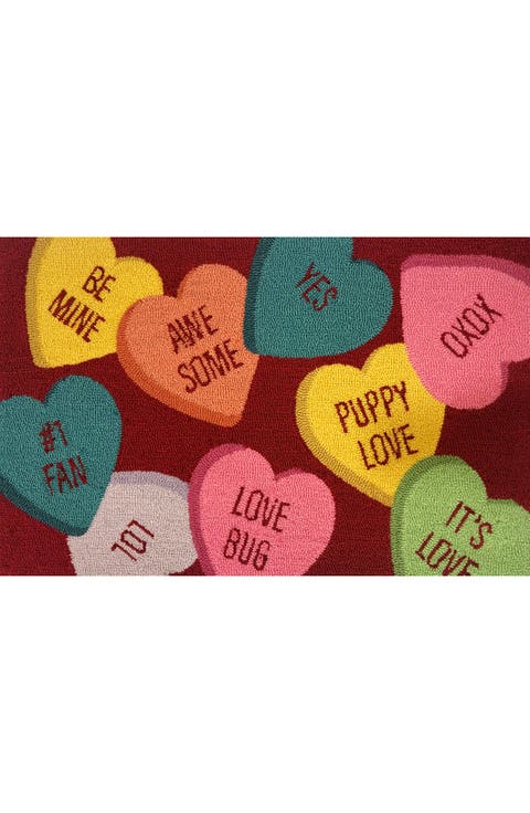 Conversation Hearts Indoor/Outdoor Doormat