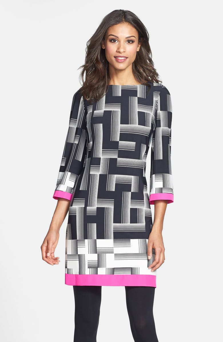 Eliza J Print Jersey Shift Dress, Main, color, 
